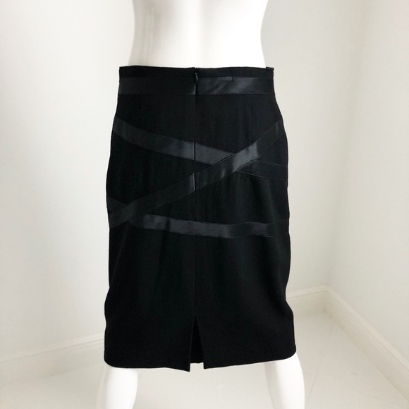 Escada Skirt Pencil Style Black Wool Satin Vintage Retro 90s Size 38 - Picture 5 of 7